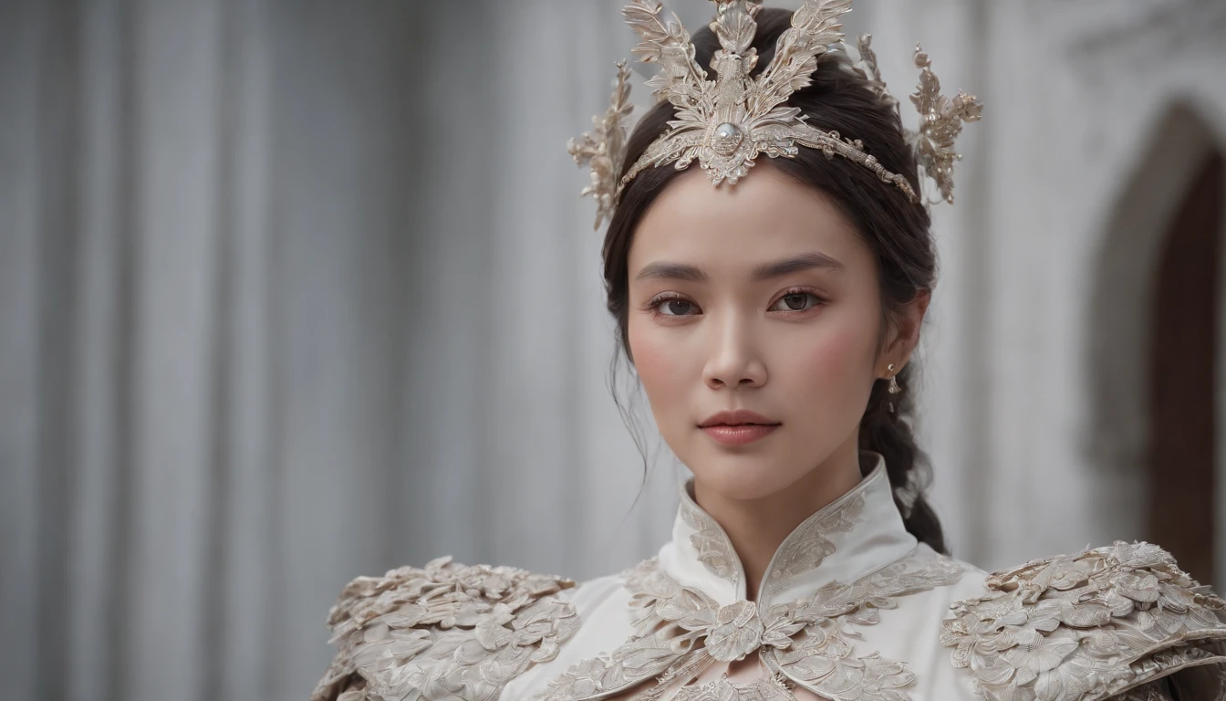 (((top-quality: 1.4))),(Unbeatable masterpiece),超高分辨率,(真实感:1.4),intricately details, Dressed in period costume，Amazing，Middle-aged Asian male，Looking to the left，Surreal photography, (cabelos preto e longos), Have a well-proportioned figure, (Beautiful and detailed armor), hugs, Exquisite (white platinum) filigrees, Complex filigree, glowing, The content is very detailed, intricately details, facial-symmetry, tmasterpiece, Award-winning, Focus sharp, concept-art, , Octagon rendering,(Half-length picture :1.5