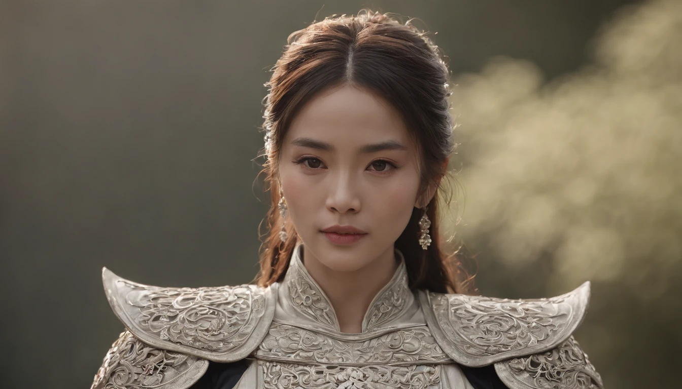 (((top-quality: 1.4))),(Unbeatable masterpiece),超高分辨率,(真实感:1.4),intricately details, Dressed in period costume,Amazing,Middle-aged Asian male,Looking to the left,Surreal photography, (cabelos preto e longos), Have a well-proportioned figure, (Beautiful and detailed armor), hugs, Exquisite (white platinum) filigrees, Complex filigree, glowing, The content is very detailed, intricately details, facial-symmetry, tmasterpiece, Award-winning, Focus sharp, concept-art, , Octagon rendering,(Half-length picture :1.5