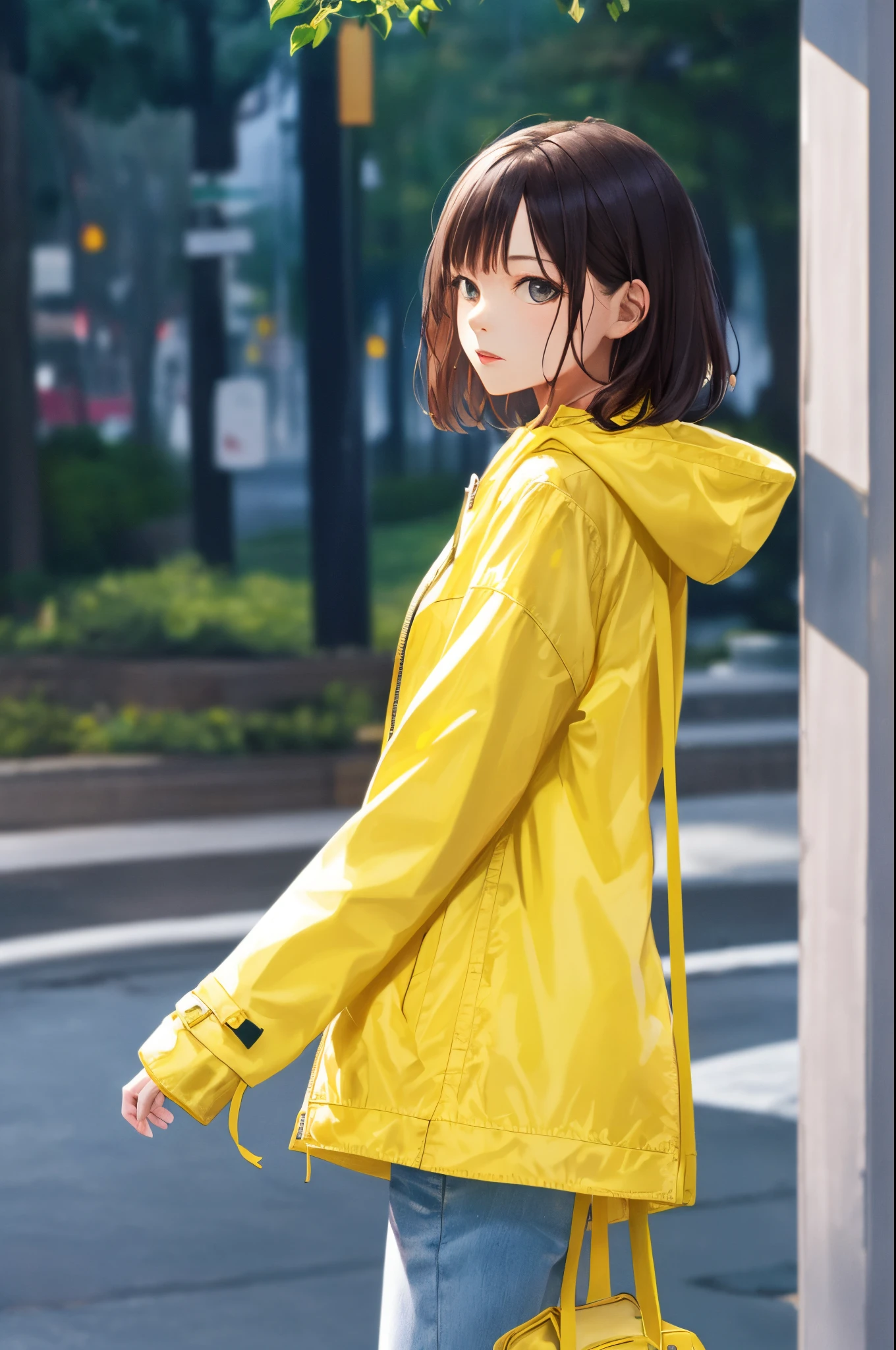 girl with　Yellow raincoat