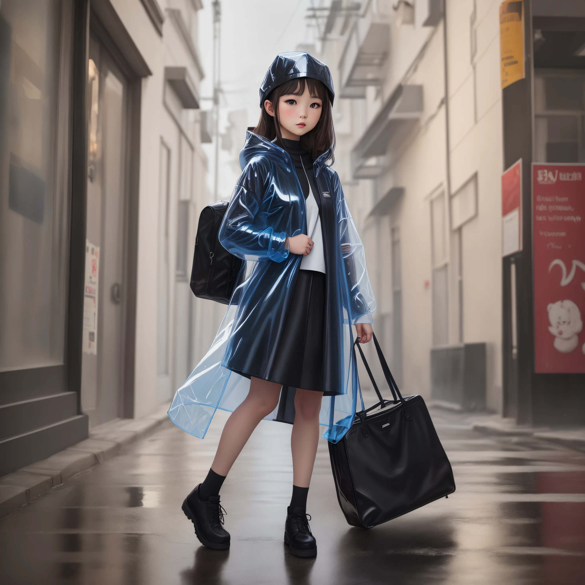 girl with　Vinyl raincoat