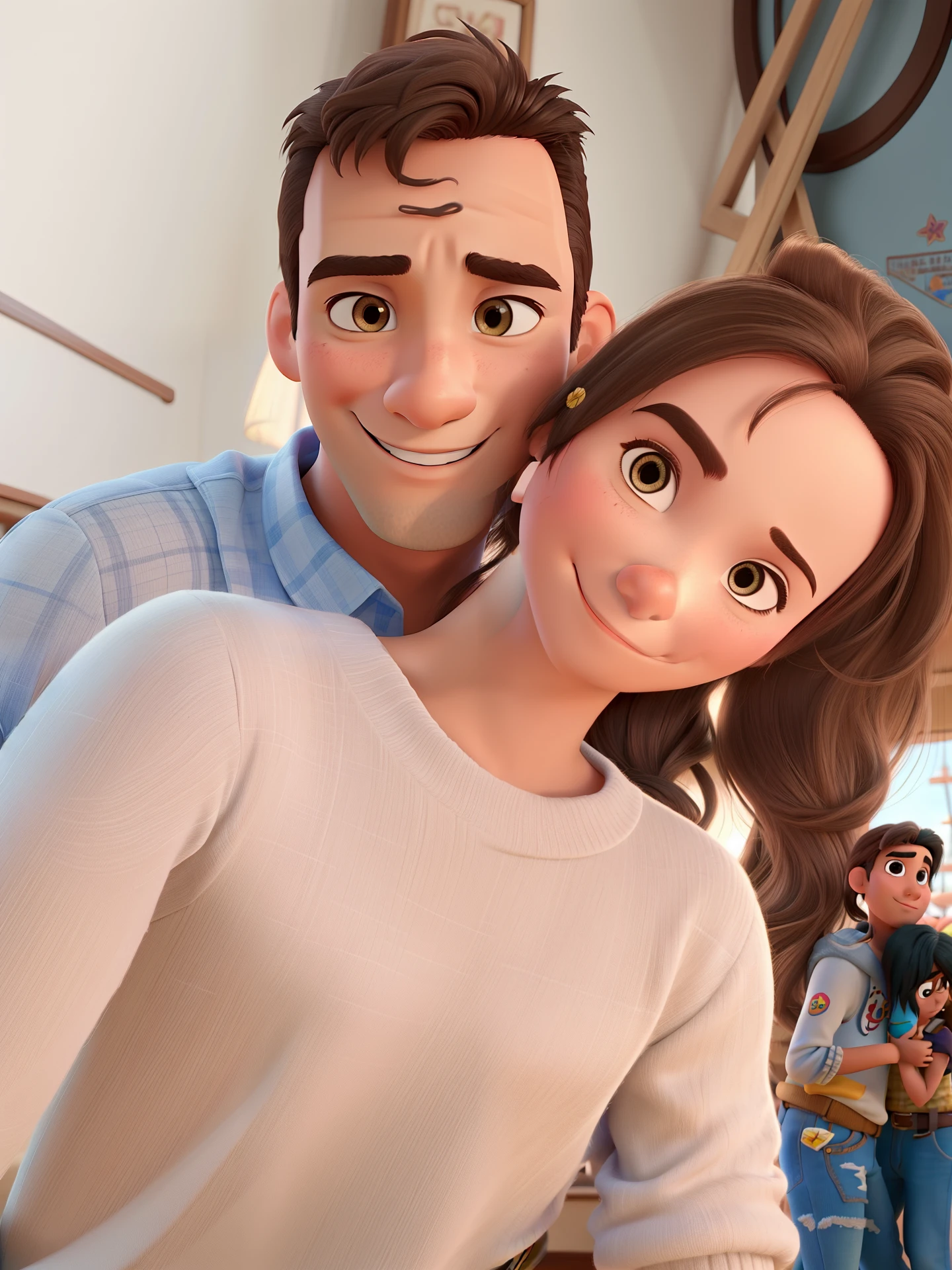 Casal estilo Disney pixar, alta qualidade, melhor qualidade