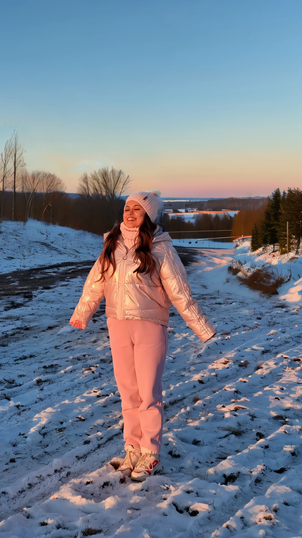 Replace with snowy road, path, flat