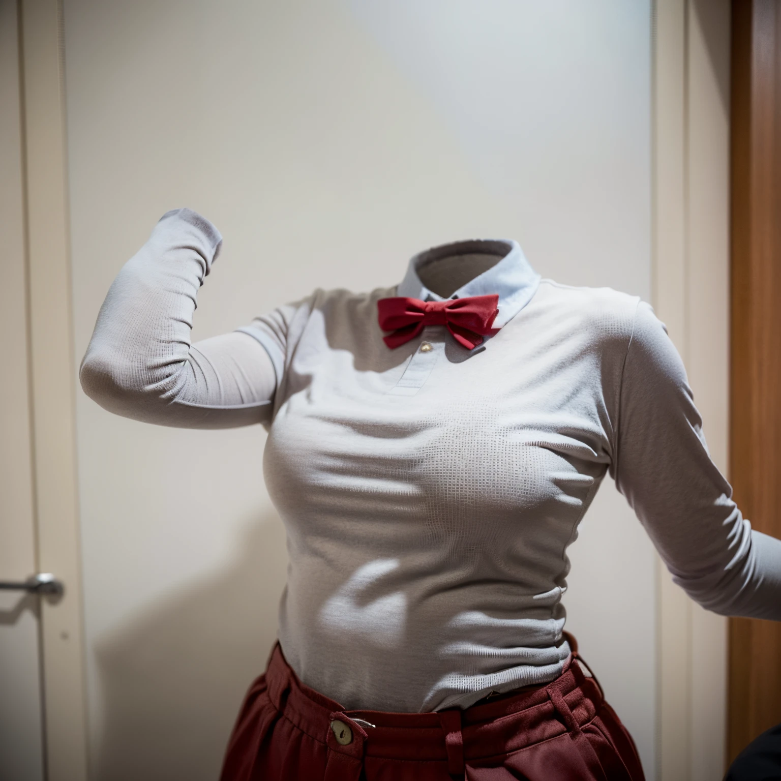chubby, fat, school uniform, school tie, going home from school, school bag, (Swayback stance, Seductive pose), (invisible:1.5, no humans:1.5, headless:1.5, faceless:1.5), (cute big breasts), (8k, RAW photo, best quality, masterpiece:1.2), (realistic, photo-realistic:1.37), photon mapping, radiosity, ((Hasselblad photography)), physically-based rendering