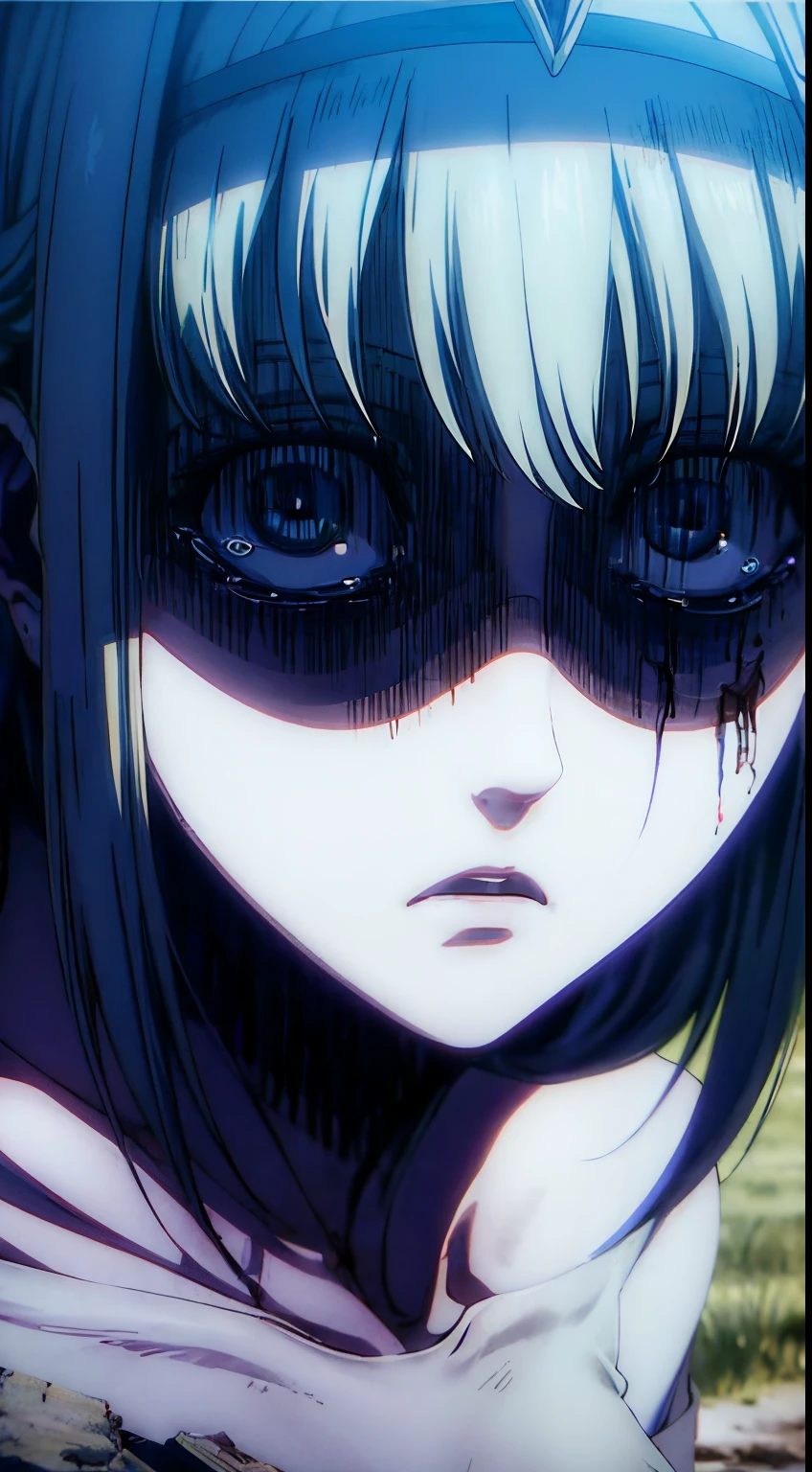 A girl with bright blue eyes and long silver hair, resembling Ymir Fritz, stands in the center of a desolate battlefield from the Attack on Titans series. She is dressed in a tattered cloak, her face marked with exhaustion and sorrow. The expression on her face reflects a deep sense of depression and sadness. Her lips are chapped, giving her an even more somber appearance. The scene is set against a backdrop of destruction, with crumbling buildings and the remnants of fallen titans.
The medium of this artwork is a detailed oil painting, showcasing the artist's skill and attention to realism. The brushstrokes capture every intricate detail of the girl's face, making her emotions palpable to the viewer. The texture of the paint adds depth and intensity to the overall composition.
Additional details include bloodstains on the girl's bandaged arms, emphasizing the brutality of the battle she has endured. The bandages wrap tightly around her wounds, showcasing her resilience and perseverance amidst the chaos. The wounds themselves are depicted with utmost realism, further emphasizing the gravity of the situation.
The image quality is of the highest standard, with a focus on capturing every minute detail. The resolution is set at 4K, resulting in a masterpiece that can truly be appreciated at the highest level. The artwork exudes an ultra-detailed and photorealistic quality, immersing the viewer in the emotionally charged atmosphere.
The art style is characterized by its dramatic and dark theme, reflecting the intensity of the Attack on Titans series. The color palette consists of deep and somber shades, with hints of red symbolizing the bloodshed and sacrifice. The lighting is low and moody, casting long shadows across the battlefield. This adds to the overall sense of despair and tragedy portrayed in the artwork, official art,extremely detailed CG unity 8k wallpaper, perfect lighting,Colorful, Bright_Front_face_Lighting,White skin, (masterpiece:1.0),(best_quality)