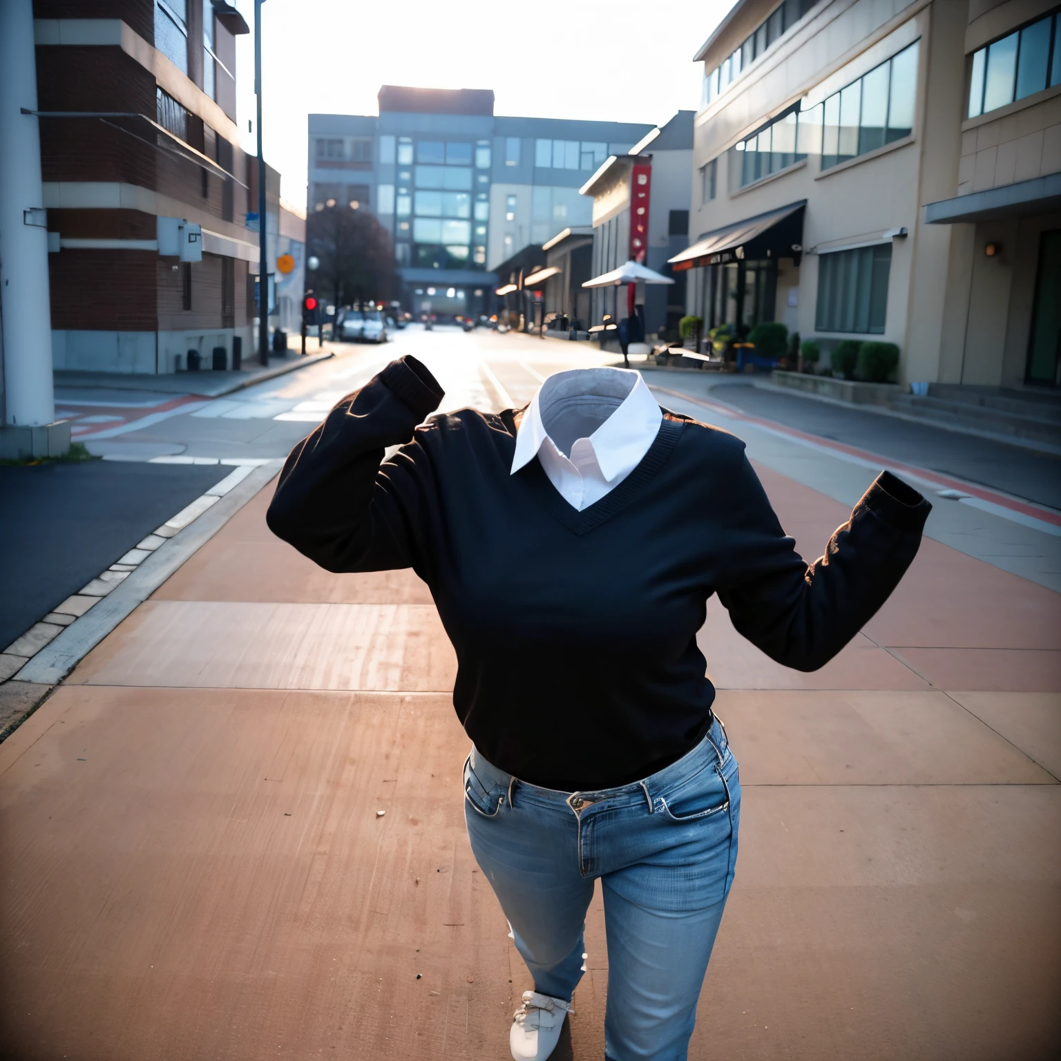 chubby, fat, school uniform, school tie, going home from school, school bag, (Swayback stance, Seductive pose), (invisible:1.5, no humans:1.5, headless:1.5, faceless:1.5), (cute big breasts), (8k, RAW photo, best quality, masterpiece:1.2), (realistic, photo-realistic:1.37), photon mapping, radiosity, ((Hasselblad photography)), physically-based rendering