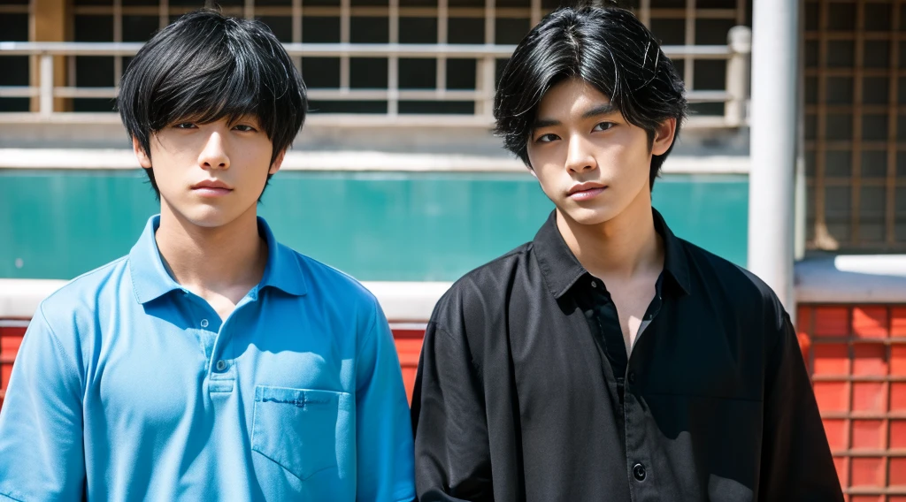 20years old, two men, Japan, shirt, Black hair,