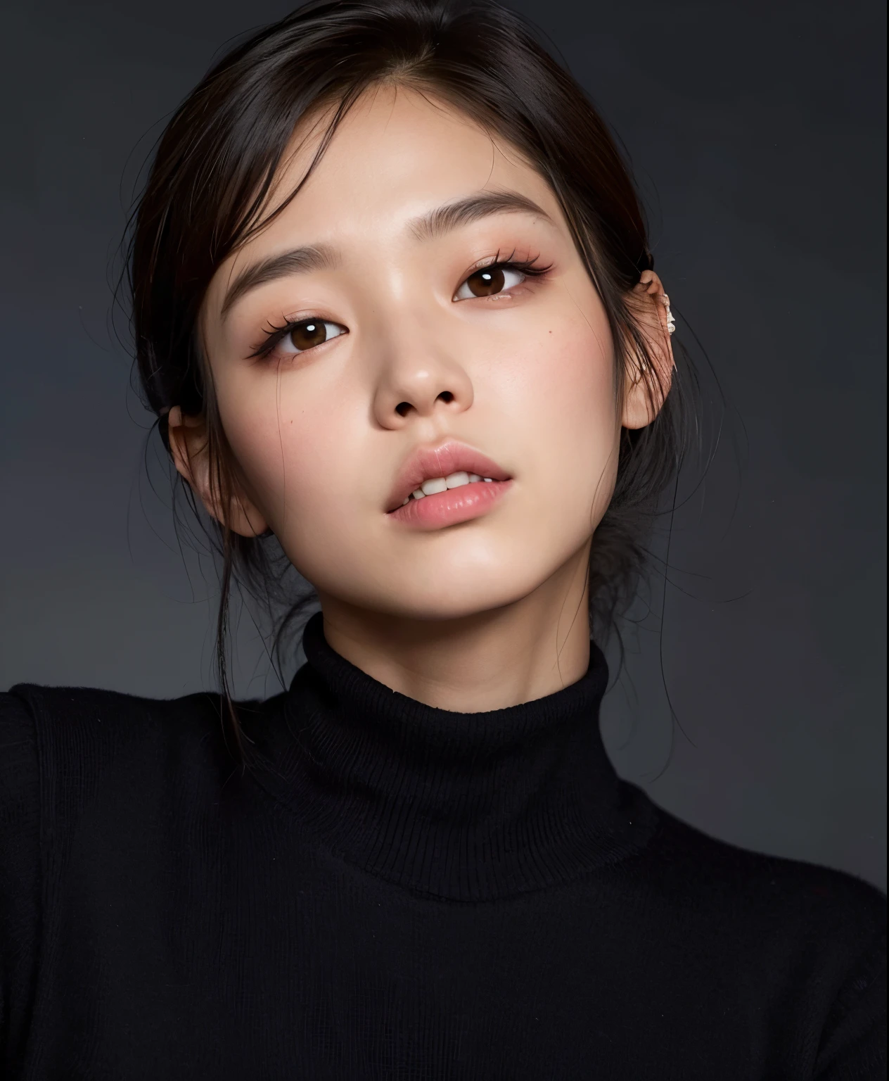 A woman in a black turtleneck sweater posing for a photo, Blackpink Jennie, Hermosa joven coreana, Hermosa mujer surcoreana, Heonhwa Choe, Actriz femenina de Corea, Lulu Chen, Parque Roseanne de Blackpink, Lee Ji - Eun, Lee Ji-eun, Joven y adorable rostro coreano, Gemma Chen, Hermosa joven coreana, Gongbi, Shin Min Jeong