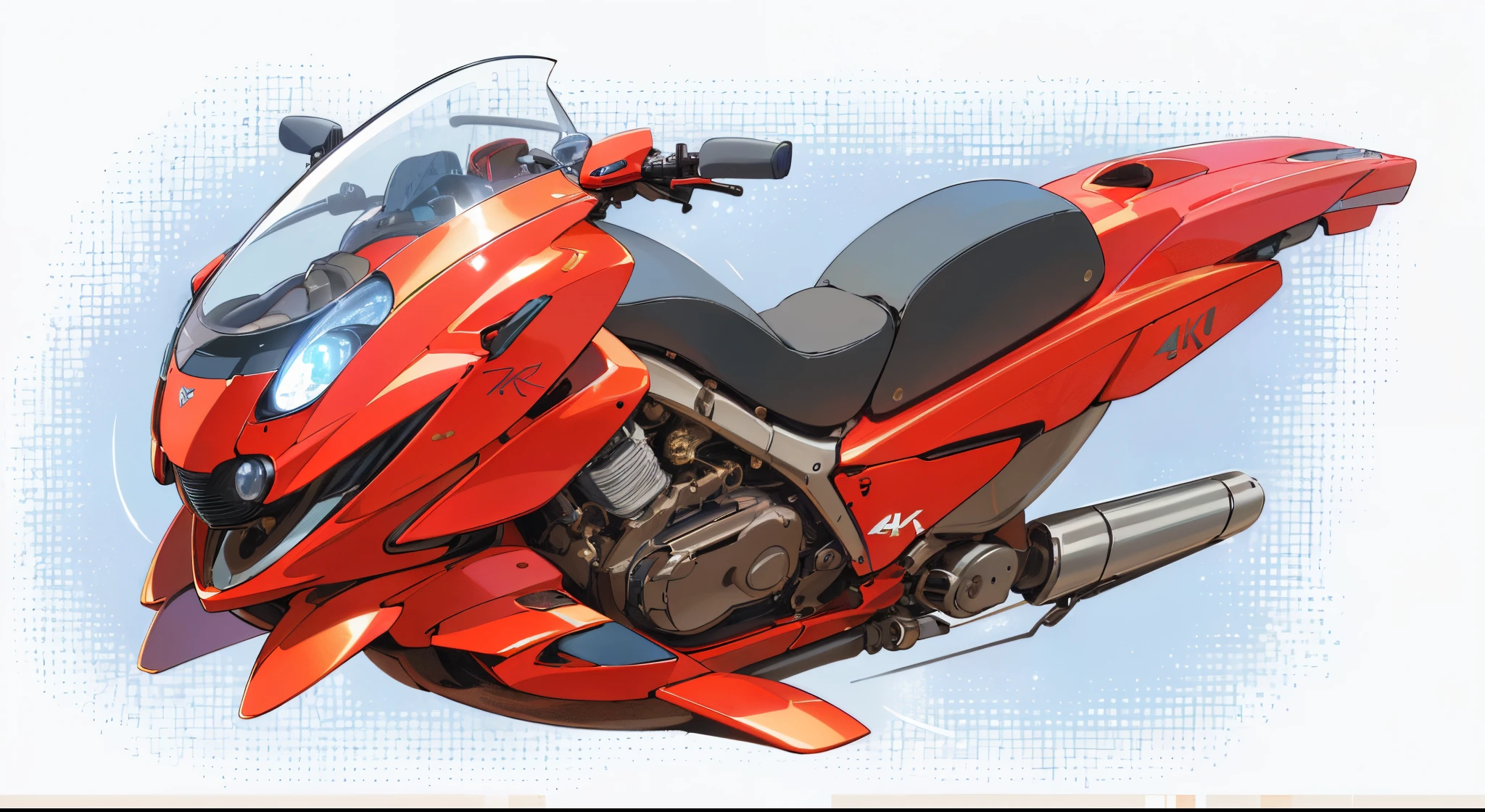 A hovering motocycle, That does not have wheels but floats above the ground, (best quality,4k,8k,highres,masterpiece:1.2),ultra-detailed,(photorealistic anime,Anime:1.37) anime, Magical lighting effects, Metallic textures, Captivating composition, Intricate and elaborate designs, Futuristic technological details.