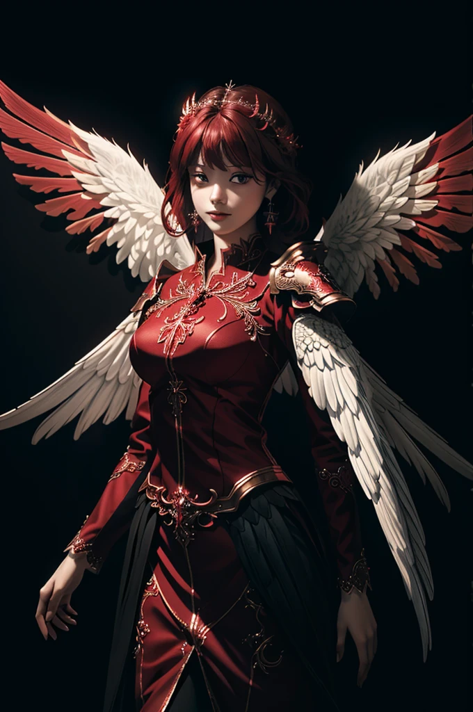 (extremely detailed CG unity 8k wallpaper,masterpiece, best quality, ultra-detailed, beautiful detailed eyes:1.2),best illumination, (best shadow, an extremely delicate and beautiful, bloom),
1gril,solo,red eyes,Heavy armor,short hair,holding sword,Angel wings,black wings,red jewelry,(big wings:1.4),Film filter,Satan, Hellfire,full body,demon,flame,