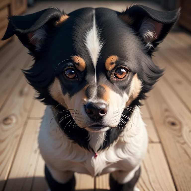 echo Criar personagem: Frightened dog Description: Dog with frightened expression, corpo inteiro, 2 olhos negros, looking-into-camera.
Characteristics: Pelagem variada, orelhas levantadas, cauda entre as pernas, Posture of apprehension.
angle: look straight at the camera.