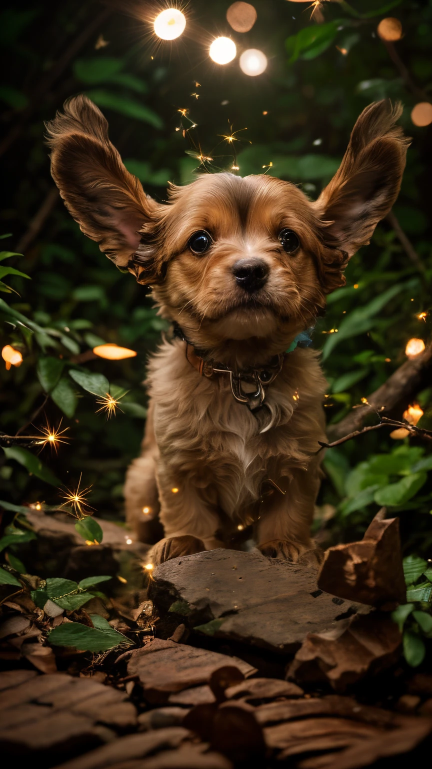 真实感, Realism, spaniel puppy, tmasterpiece, Brad Jongsan walks in the jungle (Night of the Fireflies), (higly detailed: 1 1), rough face, natural skin, hiquality, NSFW, pretty eyes, (Detailed face and eyes), (s face: 1 2), tumult, Complementary, real-photo, ..PSD, Lightweight Film Photography, sharp-focus, contrast lighting, Detail Skin, high resolution 8k, Crazy detailing, Realistic, professional photo of a, 8K UHD, dslr, soft light,  hiquality, film grains, Fujifilm XT3