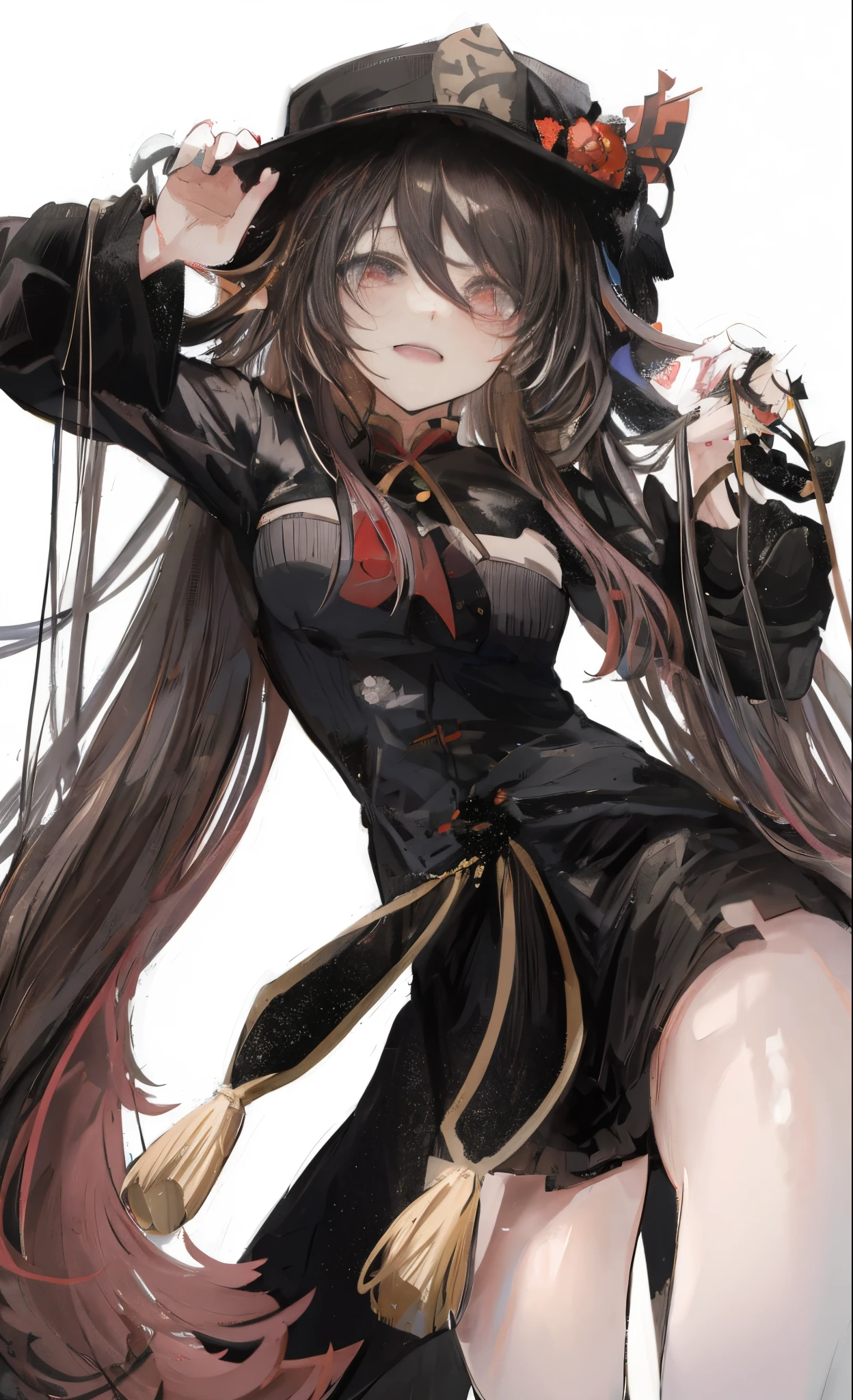 a close up of a person with long hair wearing a hat, anime girl wearing a black dress, gothic maiden anime girl, by Jin Homura, from girls frontline, female anime character, akane owari danganronpa, noire, 1 7 - - old me goth girl, anime character, anime moe artstyle, cute anime waifu in a nice dress