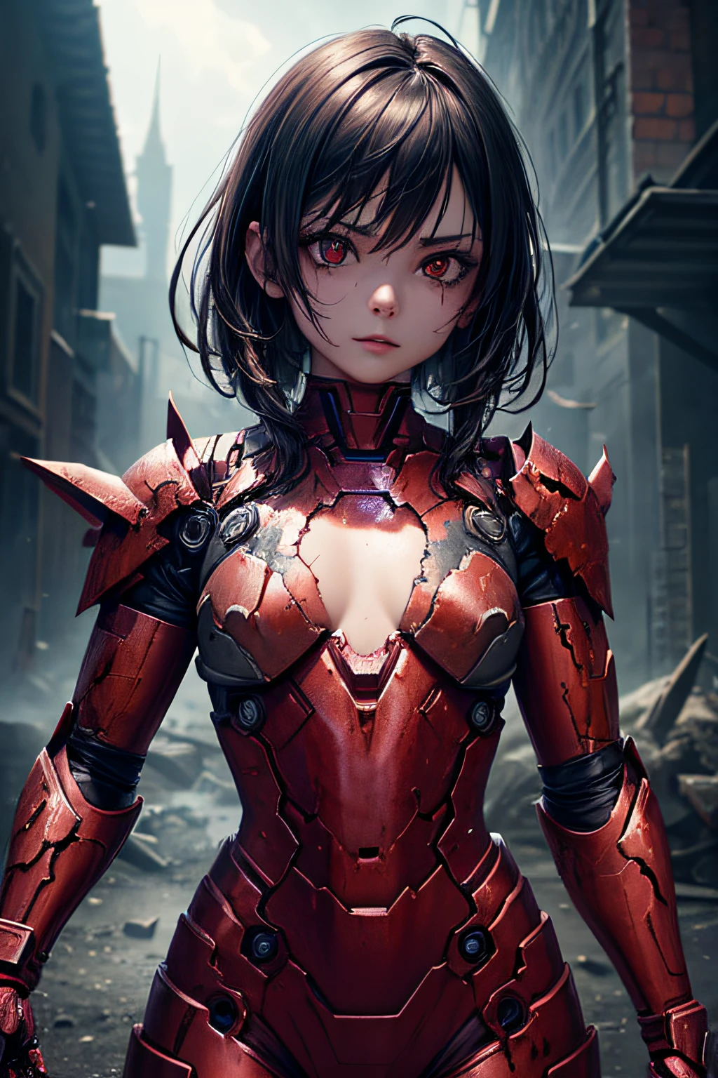 girl, demonic iron man costume, sexi, revealing, evil look, small breasts, rotting evil zombie girl, torn, broken, rusty armor suit, armor falling apart, bloody, psychotic, dark, glowing eyes, evil, combat stance, highly detailed, vibrant appearance, creative behavior, imaginative, sensual, spontaneous, small breasts, sexi, highest quality, skin texture, intricate details, (cinematic lighting), RAW photo, 8k, masterpiece,best quality,ultra-detailed,very detailed illustrations,extremely detailed,intricate details,highres,super complex details,extremely detailed 8k cg wallpaper,