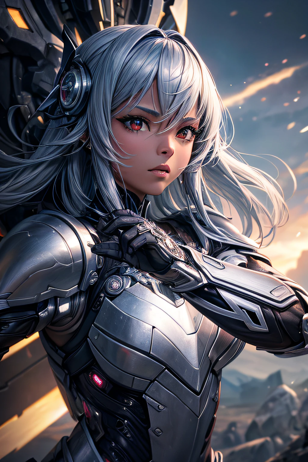 black girl, silver iron man armor, sexi, combat stance, highly detailed, vibrant appearance, creative behavior, imaginative, sensual, spontaneous, small breasts, sexi, highest quality, skin texture, intricate details, (cinematic lighting), RAW photo, 8k, masterpiece,best quality,ultra-detailed,very detailed illustrations,extremely detailed,intricate details,highres,super complex details,extremely detailed 8k cg wallpaper,