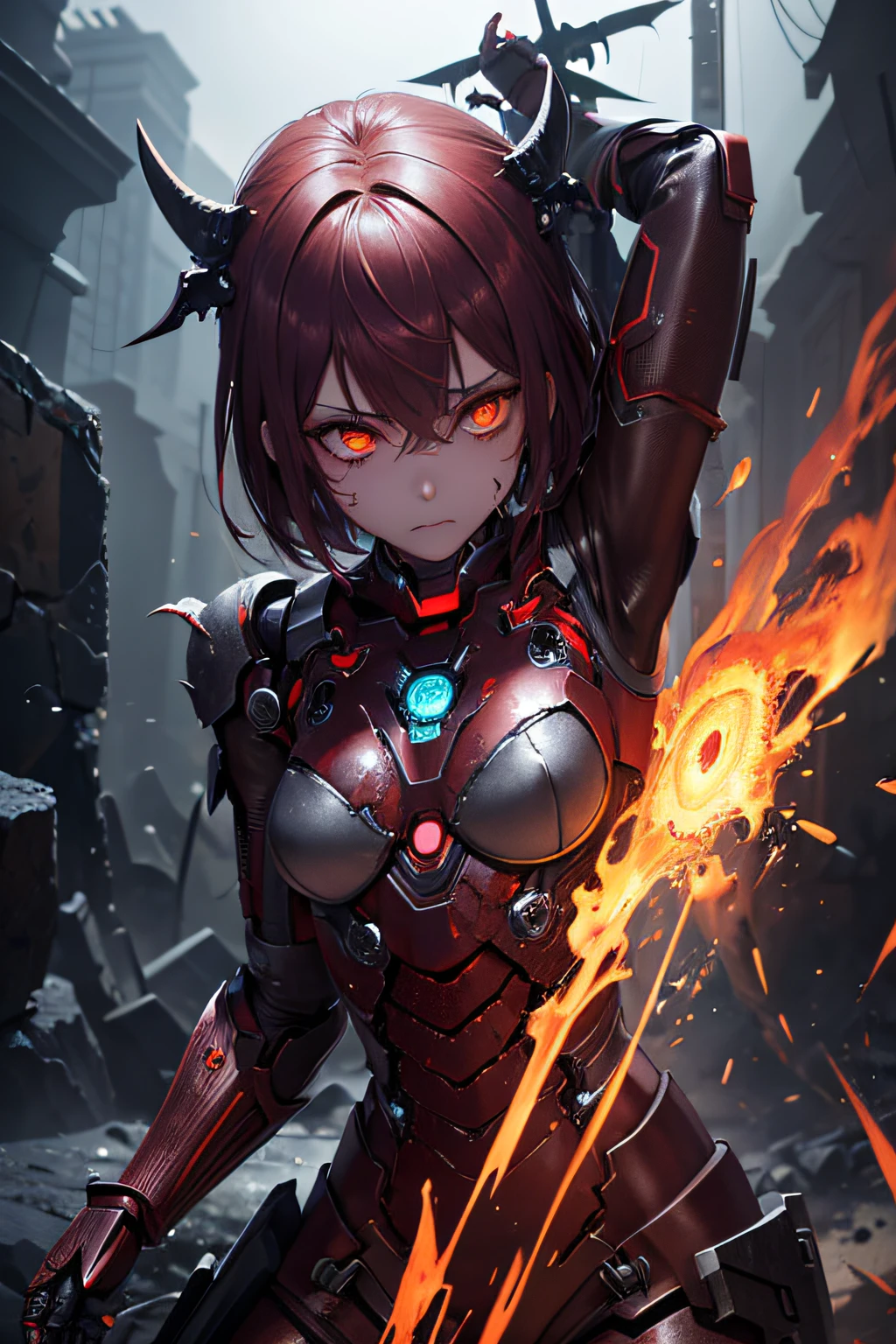 dead zombie girl, demonic iron man costume, rotting evil zombie girl, torn broken, falling apart armor suit, sexi, revealing, bloody, psychotic, dark, glowing eyes, evil, combat stance, highly detailed, vibrant appearance, creative behavior, imaginative, sensual, spontaneous, small breasts, sexi, highest quality, skin texture, intricate details, (cinematic lighting), RAW photo, 8k, masterpiece,best quality,ultra-detailed,very detailed illustrations,extremely detailed,intricate details,highres,super complex details,extremely detailed 8k cg wallpaper,