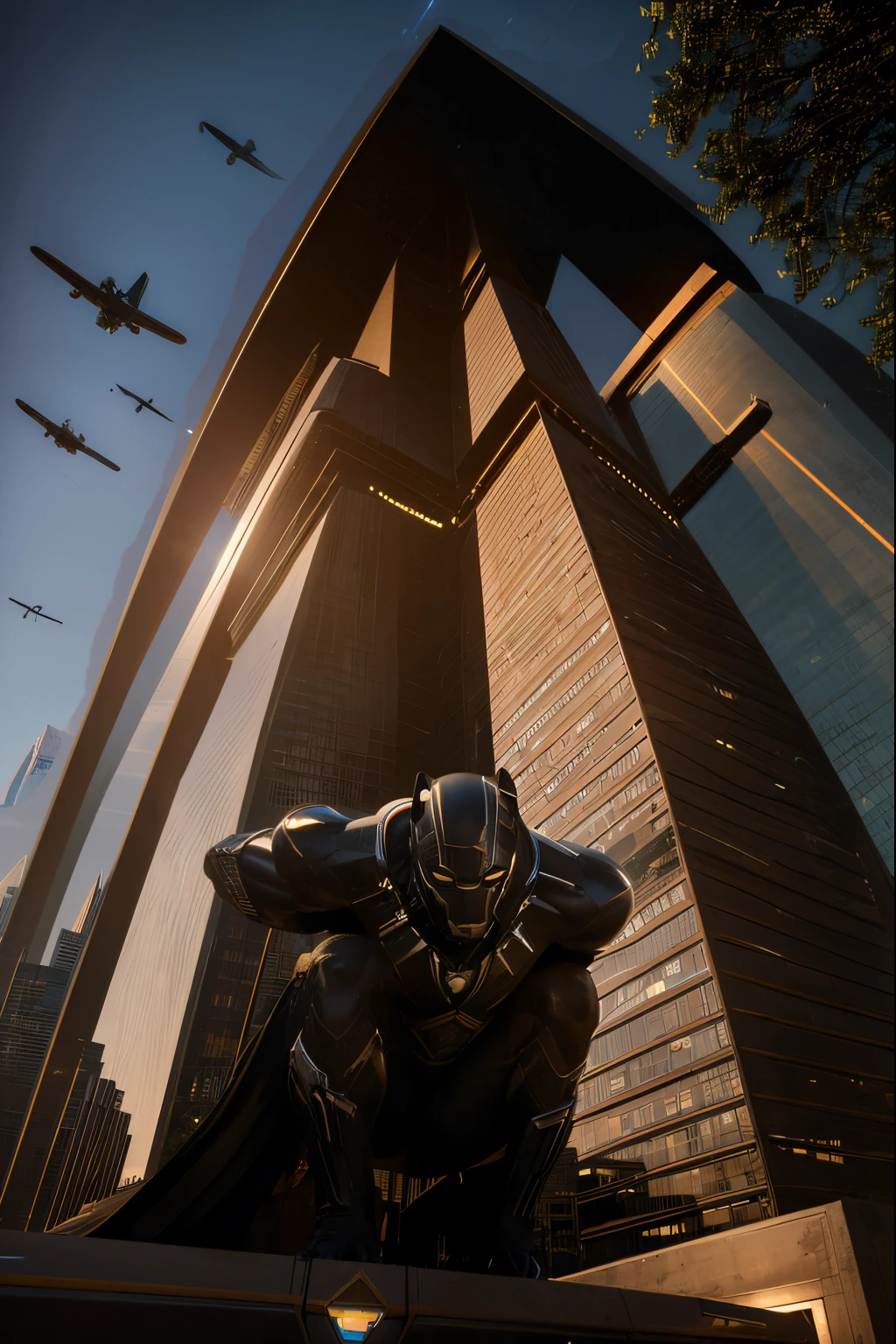 (Best quality, 8k, 32k, Masterpiece, UHD:1.2) Spaceships flying above the sky, Populate the skies with futuristic spaceships soaring above the city, adding a sense of grandeur and advancement.