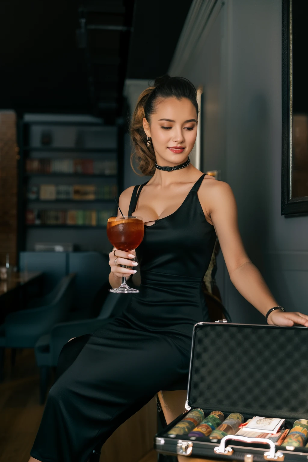 Girl in a black dress