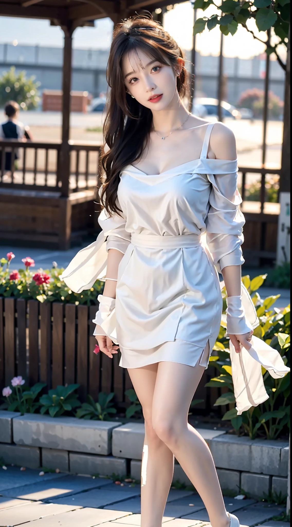 Masterpiece, Best Quality, (Realistic, Photorealistic Photo: 1.37), 8K, An Extremely Delicate and Beautiful, Amazing, Fine Details, Official Art, Ridiculous, Incredibly Ridiculous, Huge File Size, Ultra Detailed, Extremely Detailed, Beautiful Meticulous Girl, 1 Girl, (Perfect Female Figure), Full Body, Short Skirt,