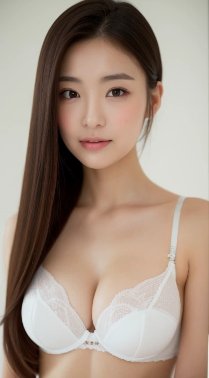 ((Best picture quality, 8K, tmasterpiece:1.3)), 1girll, Beautiful woman with slender abs:1.3, (Casual hairstyle, :1.2), Sexy low cut bra,Super large,The skin is very white,Underwear color random,Ultra-fine face, A detailed eye, 二重まぶた,ssmile。Take pictures in cute poses,The figure is very bad,tiny small waist,Super big breasts,Close-up,Close-up chest,White-skinned,The background is casual,Close-up Shot Shot