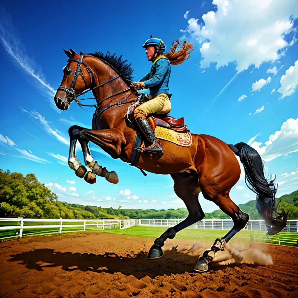 The horse jump to sky become the peacook