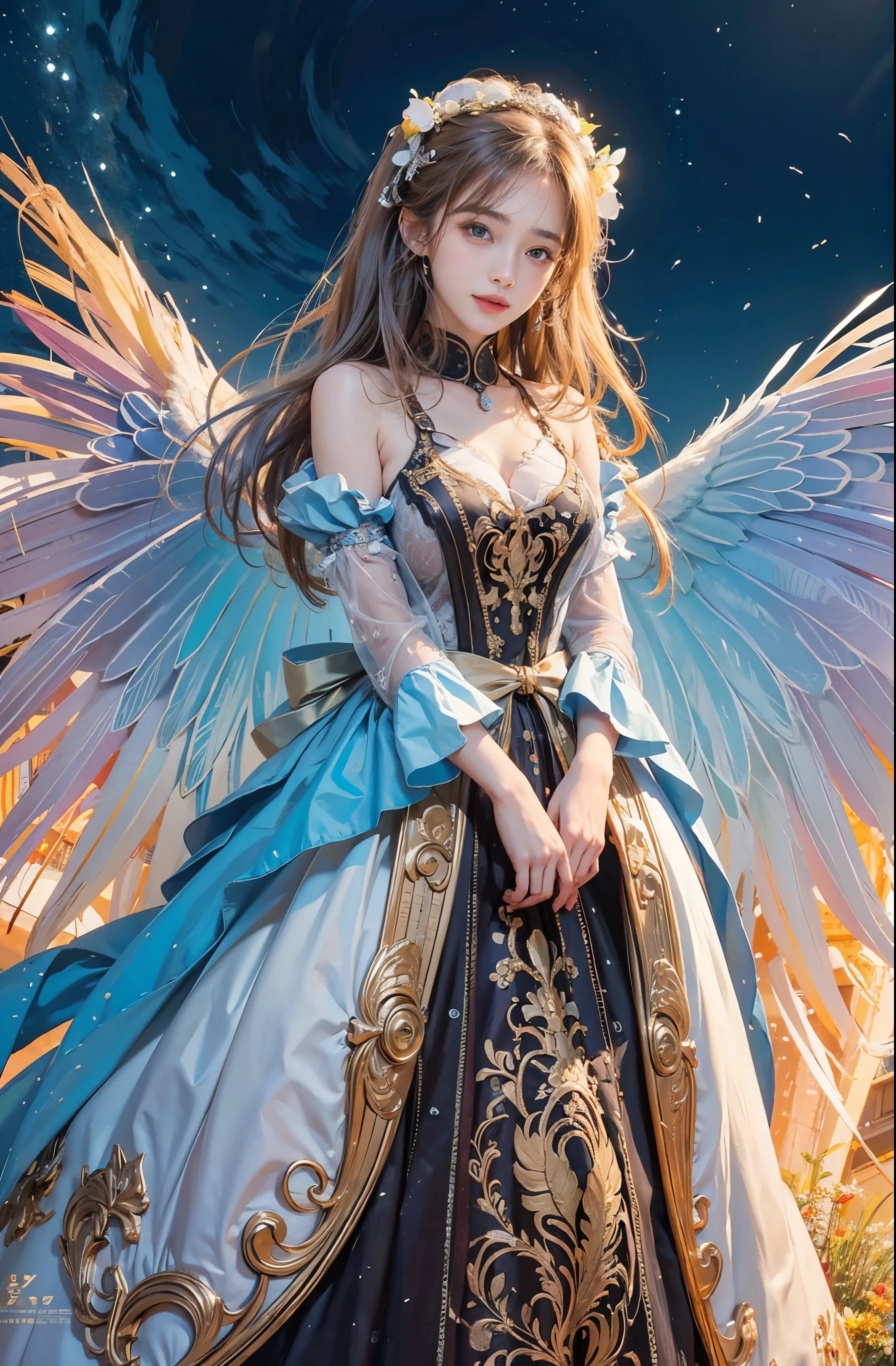 top-quality、masterpiece、超A high resolution、(Realistic:1.4)、Raw photo、1 17-year-old girl、ssmile、large boob、A sexy、lighting like a movie