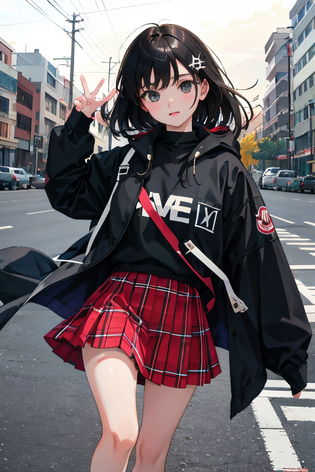 、Twin tails、cool、Jacket、whole body、Are standing、Unbuttoned
