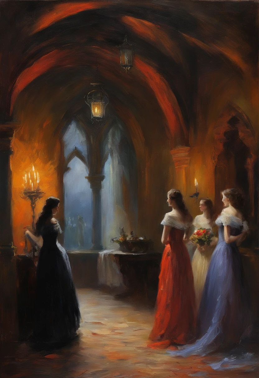 Count Dracula and his brides, Old dark castle, Victorian era