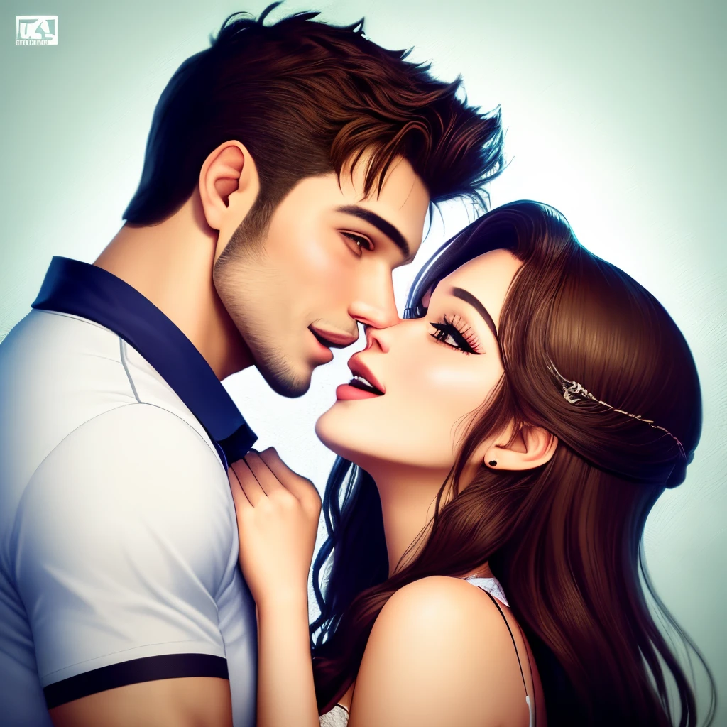 Arafed image of a couple kissing each other in a picture - SeaArt AI