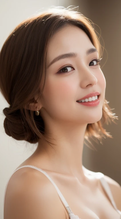 ((Best picture quality, 8K, tmasterpiece:1.3)), 1girll, Beautiful woman with slender abs:1.3, (Casual hairstyle, :1.2), Sexy low cut bra，Super large，The skin is very white，Underwear color random，Ultra-fine face, A detailed eye, 二重まぶた，ssmile。Take pictures in cute poses，The figure is very bad，tiny small waist，Super big breasts，Close-up，Close-up chest，White-skinned，The background is casual，Close-up Shot Shot, juicy white liquid on face and body