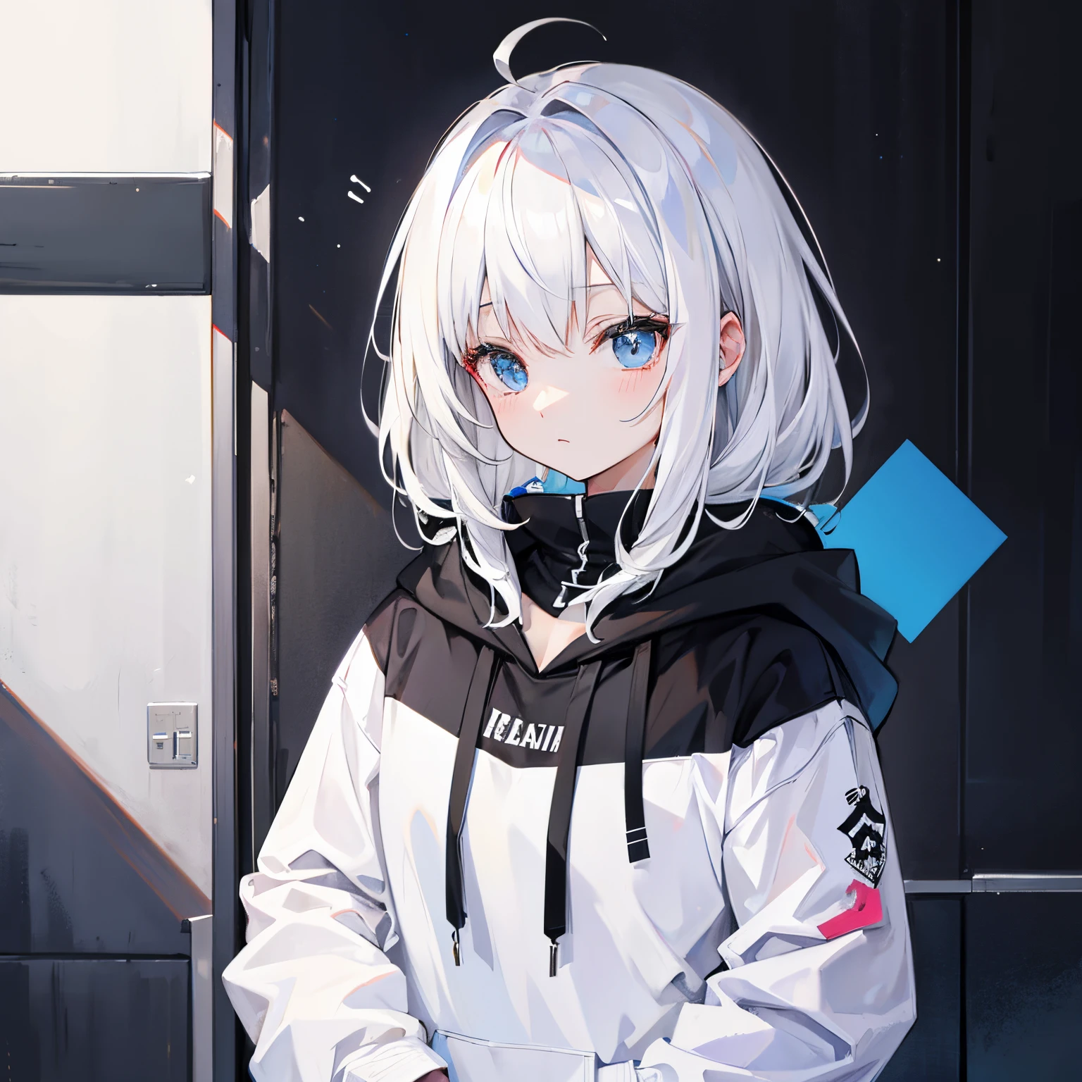 um desenho animado de uma garota com cabelos brancos e olhos azuis,  perfeita de cabelos brancos, personagem estilo anime, estilo anime, Pose casual, uma garota de anime, em estilo anime, meninaabelo branco curto, em estilo anime, visual anime de uma menina bonitsonagem de anime feminino, estilo anime bonito, menina do cabelo po, arte anime de alta qualidade, usando roupas casuais