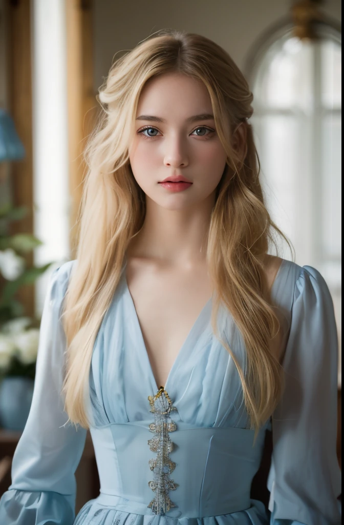 1girl,face,white background,CINEMATICA MATRIX 5, cantik, putih , hidung mancung, bulu mata lentik, pipi merah alami, seorang gadis 20 tahun, matanya biru. rambut nya ber volume. Vintage outfit, blonde hair (rambut pirang)