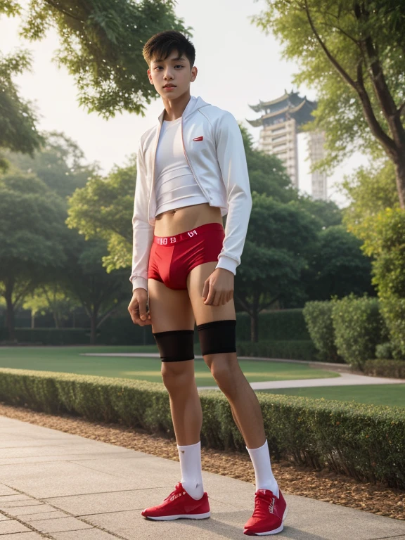 teenagers , young , light-skin , wearing an dark red sexy underwear, tmasterpiece,k hd,the feet,Transparent sports vest,semi transparent,black long socks,The barefoot , red colour , handsome and cute , extreme cute boy , white skin , dark red underwear boxers shorts , extremely tall and cute boy ,oppa model , handsome model , full body , dark red boxers underwears short shorts , black socks , white light-skin , Chinese model , young boy , white skin , handsome and extremely cute , red boxers underwear shorts , long black socks , handsome model , at the park , jogging , model oppa , long legs , jogging , running , high knee black socks ,black long socks , stand up , extremely tall , extremely high , red underwears , red sports underwear , long black socks , clean and white legs , Chinese model , extremely long legs , looking at the camera , clean and white thigh , heavy bulge , kid face , baby face , wearing jacket , red underwears boxers , light and white skin