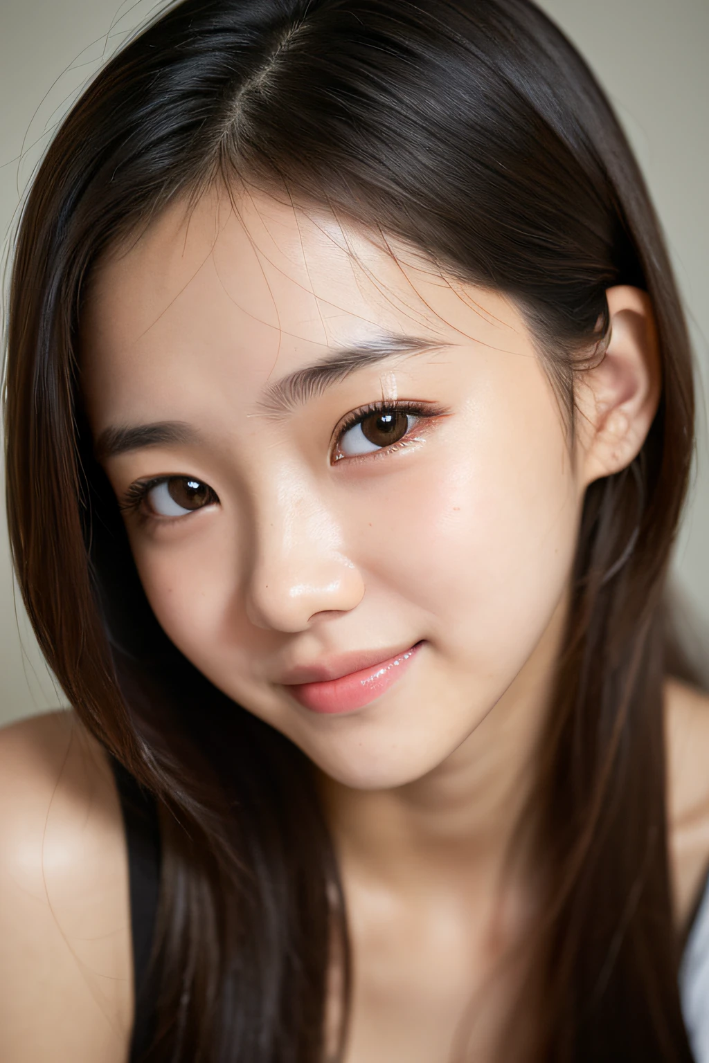 1 girl, (sad:1.4), (Photo Real:1.4), (hyper realisitic:1.4), (Smooth lighting:1.05), 22 years old, Soft lighting, Back lighting, (cheerfulness:1.2), (Finest Real Textured Skins), Narrow-eyed, Super fine face, Gravure Idol Pose, glowy skin, retinas, Anatomically correct, acurate, Super Detail, Textured skin, High quality, high details, Best Quality, High resolution,