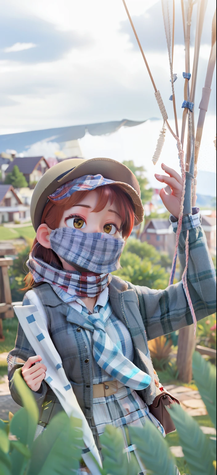 masterpiece, high quality best quality,1girl, bangs, beach, blue_sky, blush, bow, breasts, checkered, checkered_shirt, checkered_skirt, cloud, cloudy_sky, collarbone, day, envelope, giving, grass, hair_bow, heart, holding, holding_letter, horizon, incoming_gift, kazami_yuuka, leaning_forward, lens_flare, letter, light_rays, long_hair, looking_at_viewer, love_letter, mountain, mountainous_horizon, ocean, outdoors, plaid, plaid_background, plaid_bikini, plaid_bow, plaid_bowtie, plaid_bra, plaid_dress, plaid_headwear, plaid_jacket, plaid_legwear, plaid_necktie, plaid_neckwear, plaid_panties, plaid_pants, plaid_ribbon, plaid_scarf, plaid_shirt, plaid_skirt, plaid_vest, pov, shirt, skirt, sky, smile, solo, sun, sunbeam, sunlight, tree, unmoving_pattern