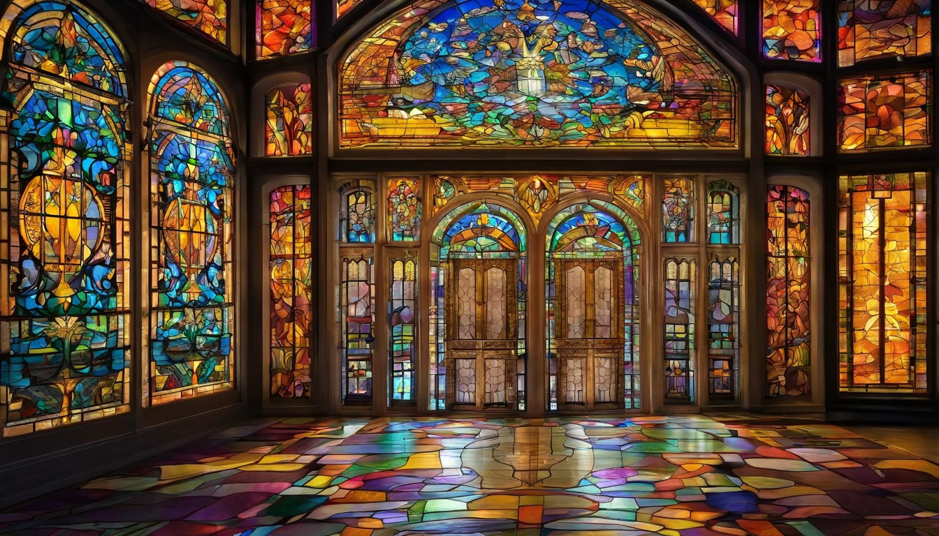 Take us to the mansion's grand entrance hall. Use palavras para criar uma imagem da sala bem iluminada . Como as lanternas revelam a arquitetura intrincada, altamente detalhado realista