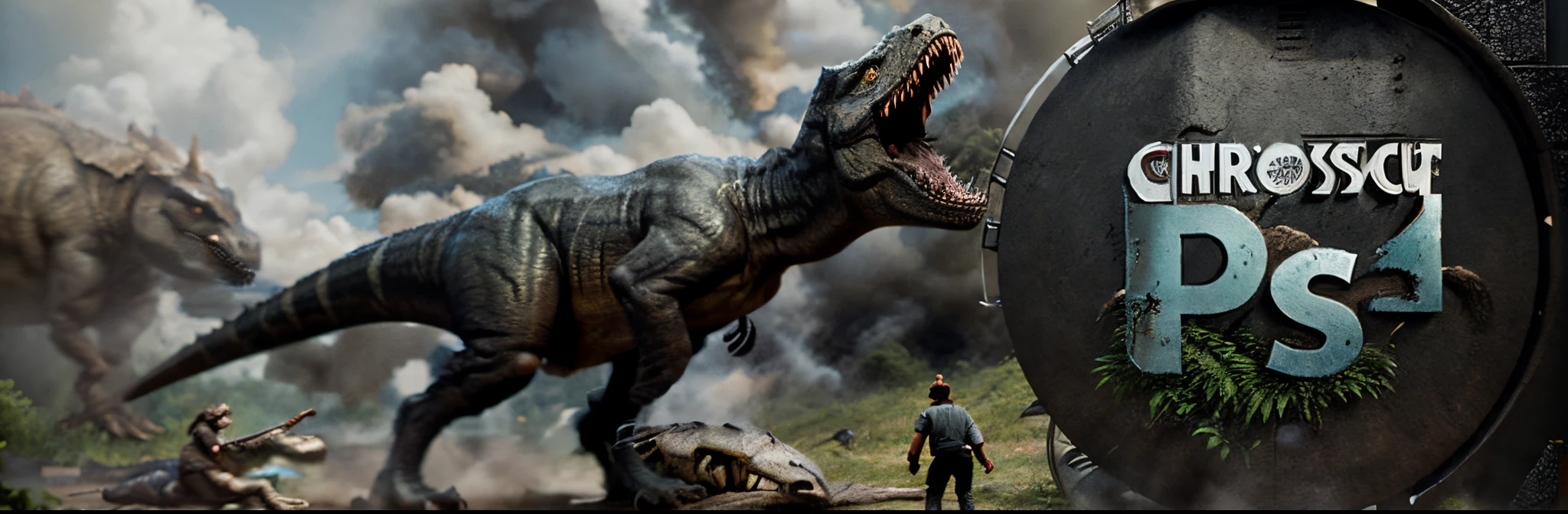 close-up of a dinosaur with a human in the background, Tom Cruise vs. Carnivorous Dinosaur, Jurassic image, Jurassic World, Jurassic, visual effects film, 2022 film, expensive visual effects, Dinosaurs and Godzilla, Action shot with visual effects, From Jurassic World (2015), CGI special effects, t-rex, T-Rex, In the movie &quot;Jurassic Park&quot;