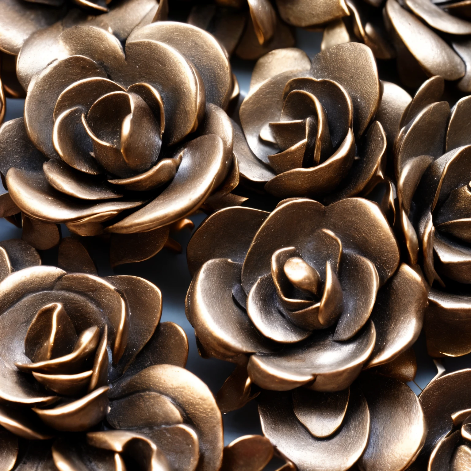 close-up, bronze metal flowers