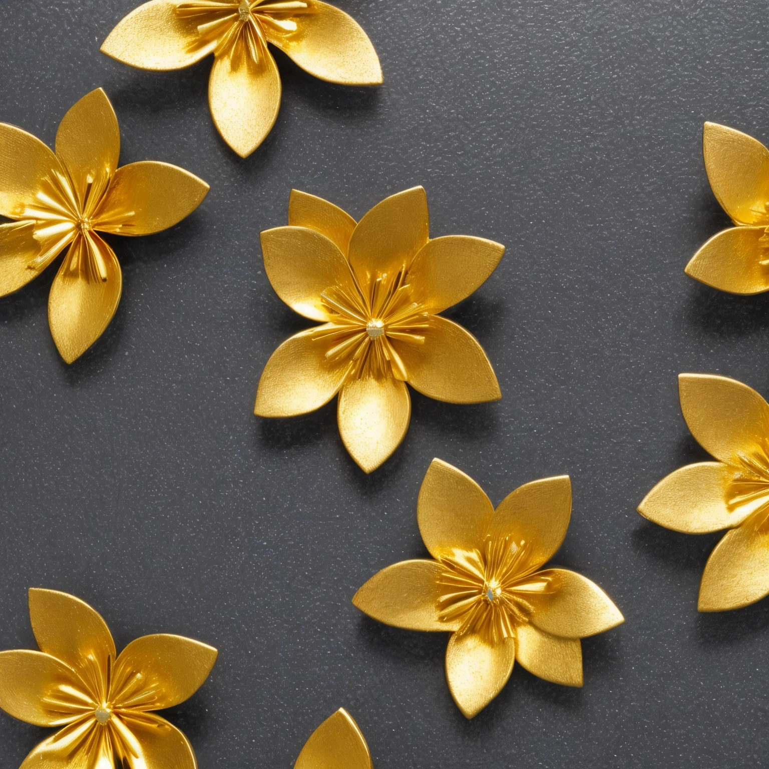 close-up, gold metal flowers