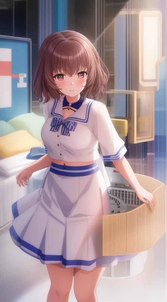 tmasterpiece,k hd,1 plump girl, scantily clad, Alone, mediuml breasts, pantiess, red eyes, the good, face flushed, Brown pubic hair_the hair, Short hair details,depth of fields_'s_venue, bblurry, lookingat_Shown in_Peek at viewers, lie, The shirt, The white_the good, navel, schools_校服, The white_The shirt, Shown in_Take a step back, The white_pantiess, a skirt_erased, sailors_collars, through bangs, awas_Clothes are, Broke up_Open your lips, Thurford, sockes, awas_The shirt, short_the sleeve, hair pin, the bow, bblurry_Background with, Lop, the hair_Decorative style, Superskirt, mediating_mediuml breasts, the bow_the good, blue_sailors_collars, pillow head, Shown in_Pretend to sleep, Woman in white stockings, Blanche_pantiess,With his eyes closed,Close her eyes,Drum kit,ssmile