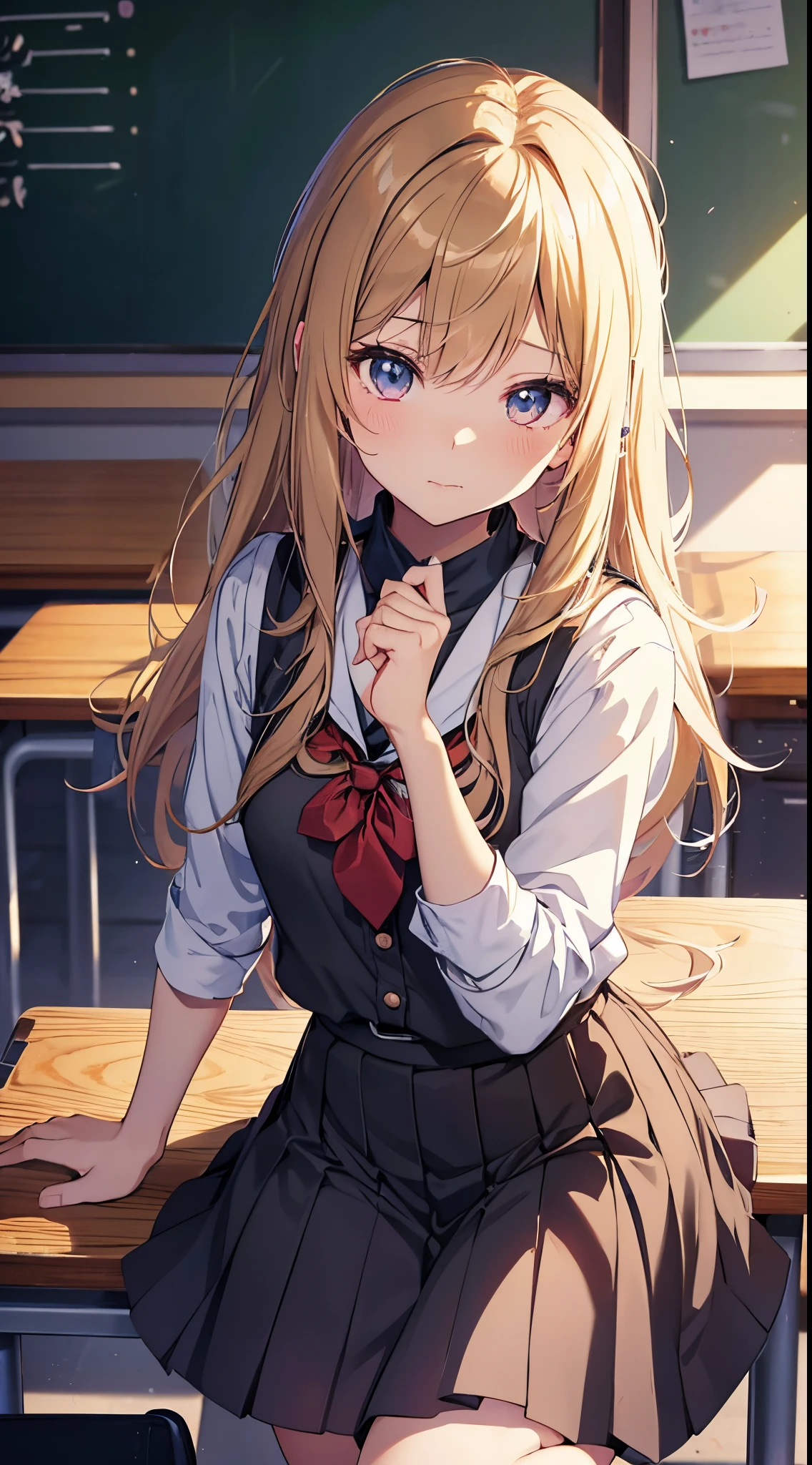 have a blackboard、Anime girl sitting on the desk in the classroom, beautiful anime high school girl, Cute anime girl, Anime visuals of cute girls, Seductive Anime Girl, anime moe art style, beautiful anime girl squatting, Anime Best Girl, Smooth Anime CG Art, charming anime girls, a hyperrealistic schoolgirl, pretty anime girl, young anime girl pervert