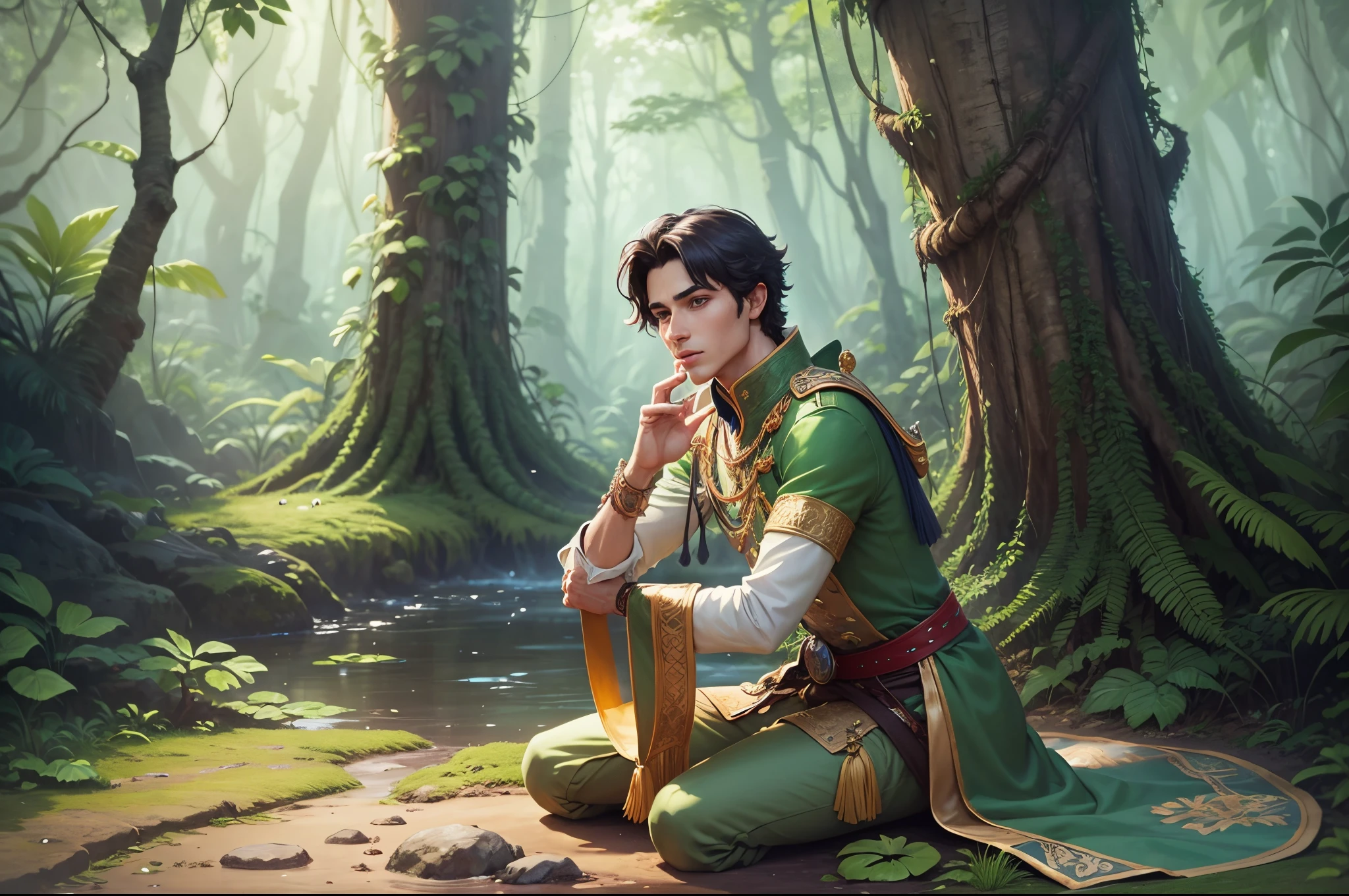 A prince in the jungle , animated style --auto --s2