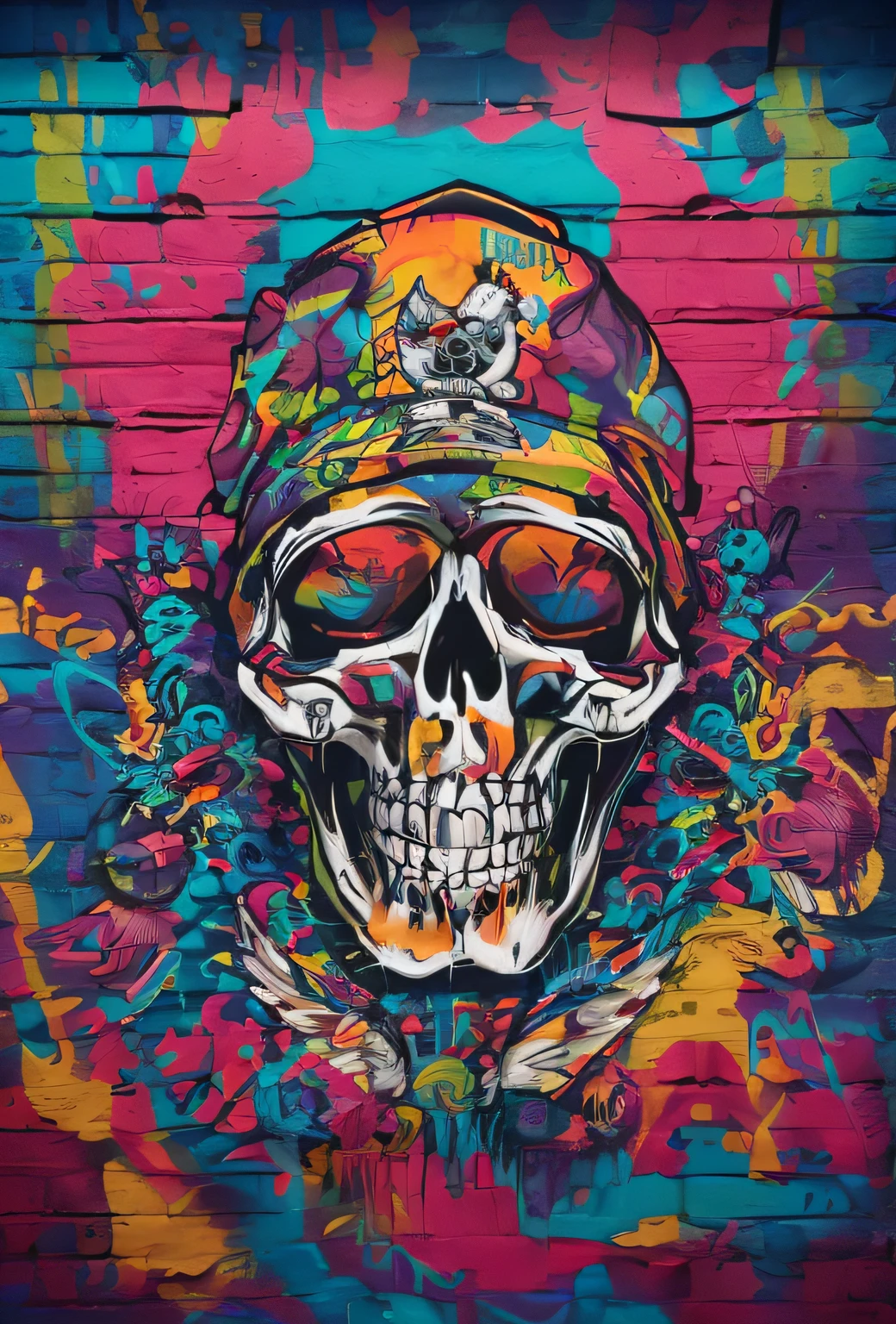 Doodle art of a skull wearing a hat and bandana, graffiti street art, skull paint, Graffiti Art Style, graffiti art, colorful graffiti, urban art style, street art 8 k, Graffitti art, graffiti painting, streetart, streetart, Urban Art, graffiti style, In graffiti style, Scallish, Urban Graffiti, street art style, hooded skull, graffiti inspired