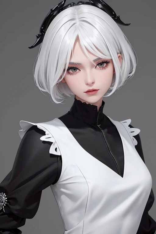 (8K), Sharp Focus, hight resolution, Black clothes, short-hair,White hair,(High quality:1.2), (high detailing:1.2), (masutepiece:1.2), (Extremely detailed:1.2),