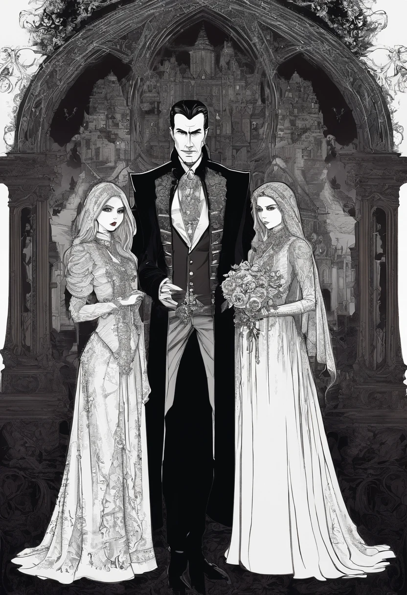 Count Dracula and his brides, Old dark castle, Victorian era