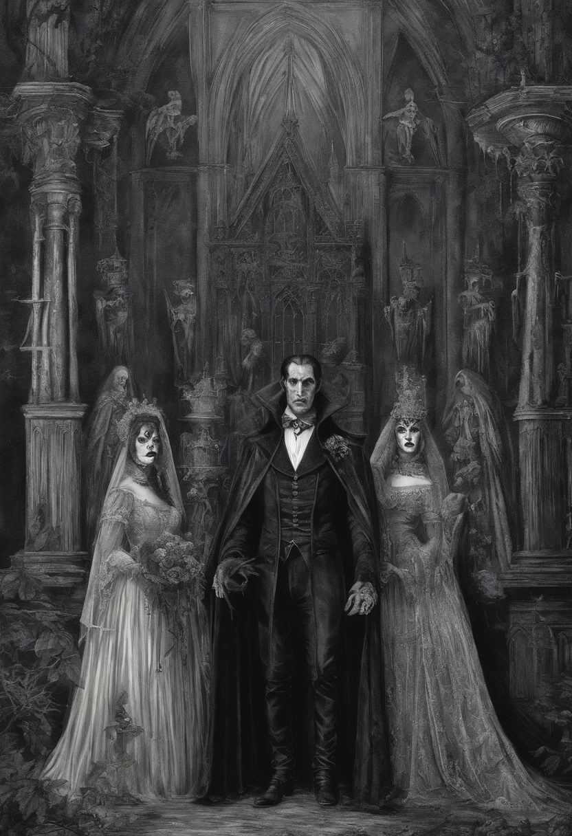 Count Dracula and his brides, Old dark castle, Victorian era