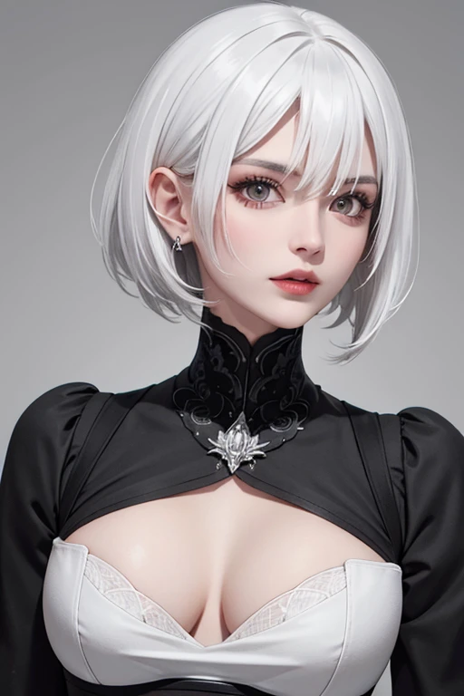 (8K), Sharp Focus, hight resolution, Black clothes, short-hair,White hair,(High quality:1.2), (high detailing:1.2), (masutepiece:1.2), (Extremely detailed:1.2),