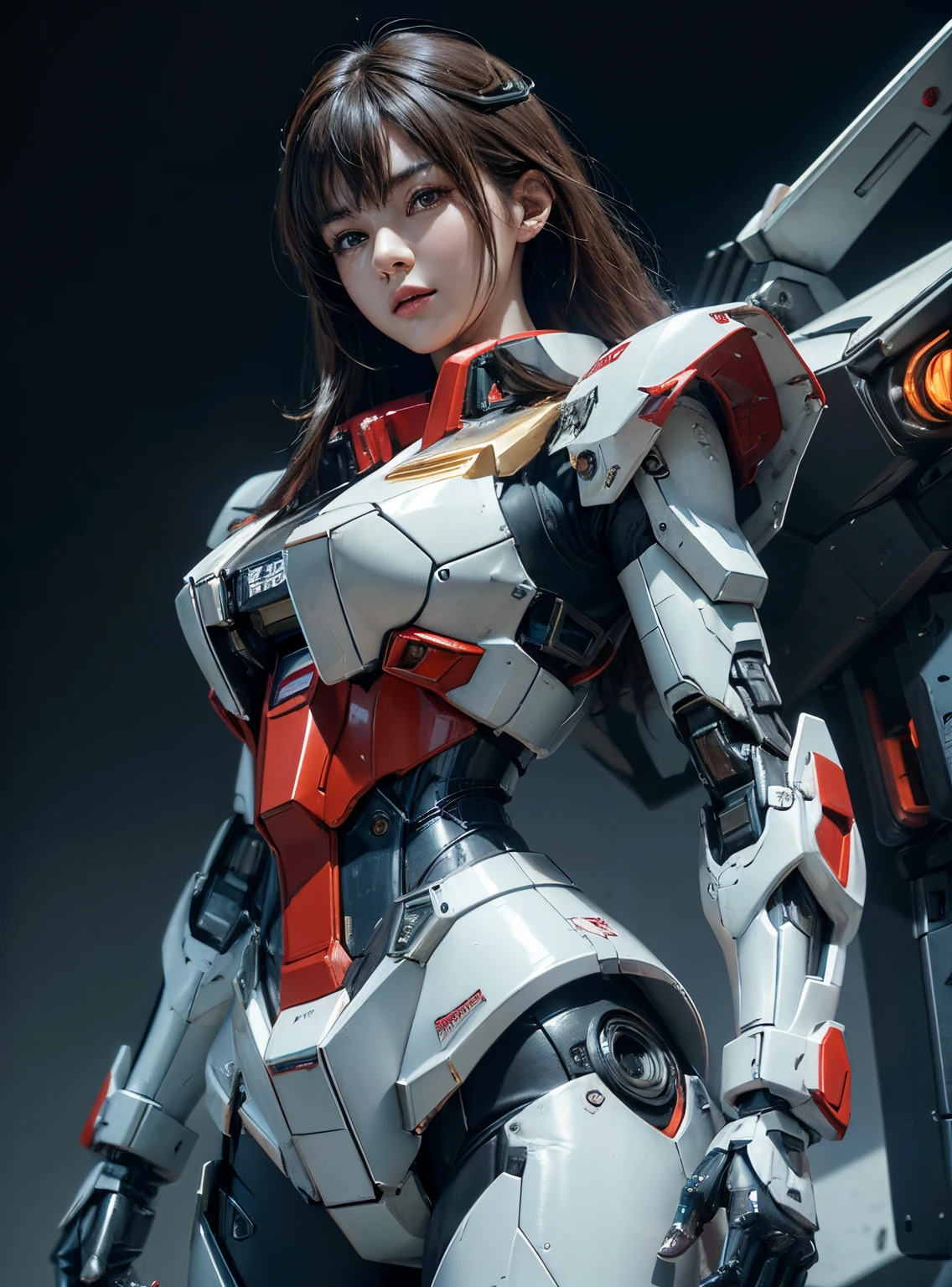 Textured skin, Super Detail, high details, High quality, Best Quality, hight resolution, 1080p, Gorgeous beauty、Girl with Beautiful Mecha Body、(Gundam) Girl with robot body
