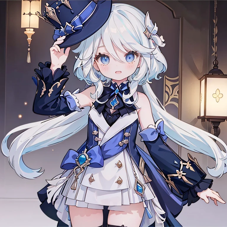 Furina, 1girl in, High quality, Best Quality, masutepiece, (Highly detailed:1.2), (Extremely detailed:1.3), flat chest, Bare shoulders, Sleeveless, String Ribbon, Young Girl