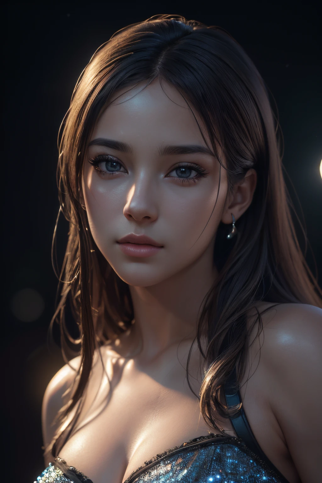((夜晚, 逼真光线, 最佳质量, 8k, 杰作:1.3)), 纤细美女:1.4, 突出腹肌:1.1, (棕发, 巨乳:1.3), 湿润的丝质连衣裙:1.2, 浴室,脸部超精细、眼睛细节十足、双眼皮).{{masterpiece}}, {{{best quality}}},{{ultra-detailed}}, {{illustration}},{{disheveled hair}},{{masterpiece}},{{{best quality}}},{{ultra-detailed}}, {{{illustration}}},beautiful scene,clear facial features,Hyper Real,octane render,UE5,high detail,hyper quality,high resolution,trending on artstation,hyperrealism,surrealism,HD,16K,telephoto lens,medium close up,Split Lighting,
