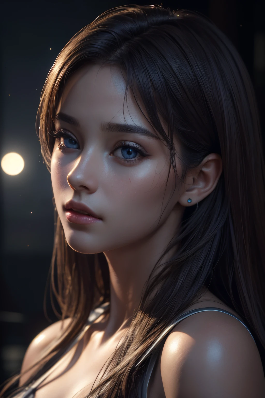(best quality,4k,8k,highres,masterpiece:1.2),ultra-detailed,(realistic,photorealistic,photo-realistic:1.37),girl,moonlight,starlight,close-up